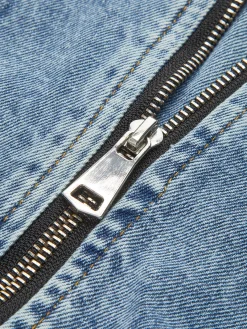 Outlet Puff-Sleeve Denim Panel Slim Jacket Outerwear|Jackets