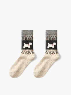 New Puppy Pattern Wool Socks Socks & Tights|Accessories
