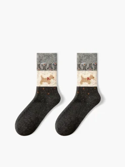 New Puppy Pattern Wool Socks Socks & Tights|Accessories