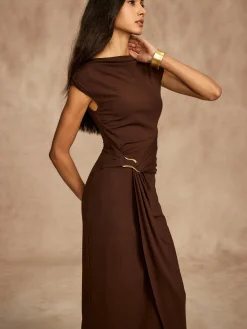 Discount Pure Cotton Cap Sleeve Draped Dress Casual Dresses|Summer Dresses