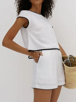 Clearance Pure Cotton Contrast Trim Shorts Set Shorts Sets|Shorts