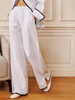 Sale Pure Cotton Contrast Trim Cozy Pants Long Sleeve Sets|Pants