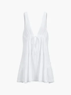 Outlet Pure Cotton Open Back Short Dress White Dresses|Casual Dresses