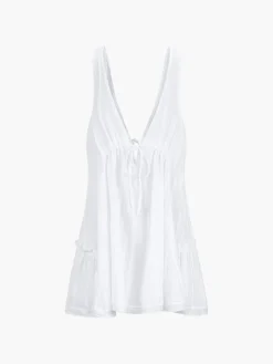 Outlet Pure Cotton Open Back Short Dress White Dresses|Casual Dresses