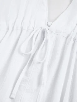 Outlet Pure Cotton Open Back Short Dress White Dresses|Casual Dresses