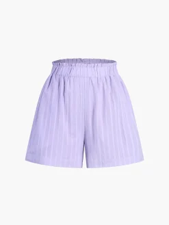 New Pure Cotton Pinstripe Long-Sleeve Shorts Set Shorts Sets|Shorts