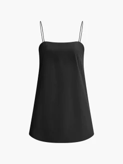 Best Pure Cotton Plain Cami Dress Black Dresses|Casual Dresses