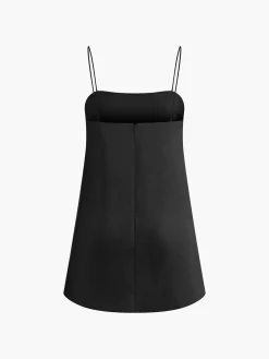 Best Pure Cotton Plain Cami Dress Black Dresses|Casual Dresses