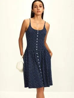 Online Pure Cotton Printed Breasted Dress Vacation Dresses|Summer Dresses