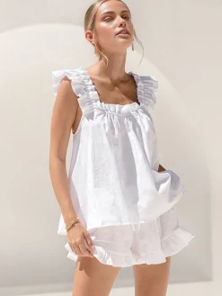 Pure Cotton Ruffle Shorts Set Shorts Sets|Shorts