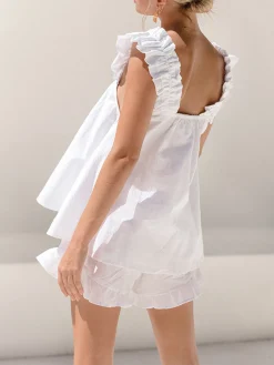 Pure Cotton Ruffle Shorts Set Shorts Sets|Shorts