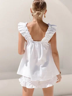 Pure Cotton Ruffle Shorts Set Shorts Sets|Shorts