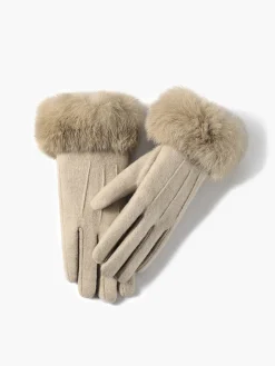Clearance Rabbit Fur Wrist Cashmere Gloves Accessories