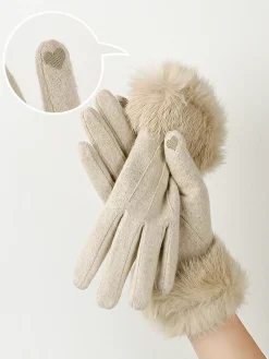 Clearance Rabbit Fur Wrist Cashmere Gloves Accessories