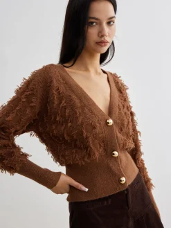 Online Raw Hem Button Cinched Cardigan Cardigans|Sweaters & Cardigans