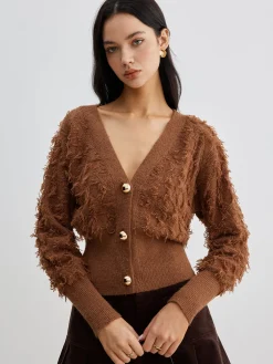 Online Raw Hem Button Cinched Cardigan Cardigans|Sweaters & Cardigans