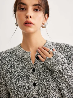 New Raw Hem Button Slim Knit Top Sweater Tops|Sweaters & Cardigans