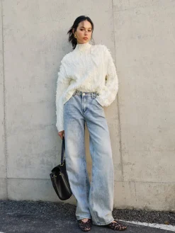 Discount Raw Hem Turtleneck Sweater Sweater Tops|Sweaters & Cardigans