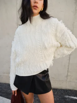 Discount Raw Hem Turtleneck Sweater Sweater Tops|Sweaters & Cardigans