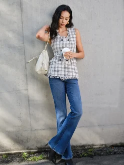 Discount Raw Hem Tweed Slim Tank Top Tank Tops & Camis