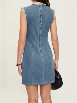 Best Raw Piping Denim Tank Dress Casual Dresses|Work Dresses