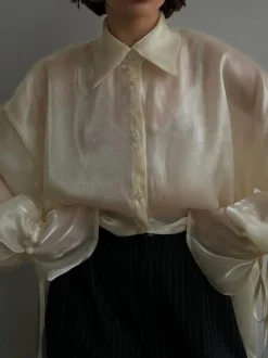 Rayon Semi-Sheer Polo Shirt Blouses & Shirts|Tops