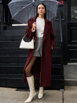 Best Regular Tweed Long Coat Outerwear|Coats