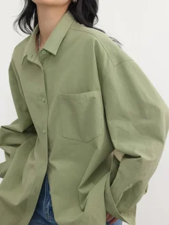 Discount Relaxed Oversized Cotton Shirt Blouses & Shirts|Tops