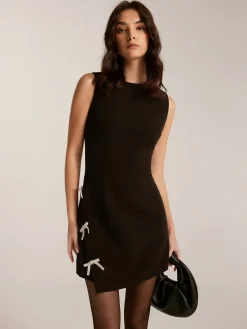 New Removable Rhinestone-Bow Tank Dress Black Dresses|Casual Dresses