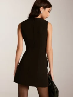 New Removable Rhinestone-Bow Tank Dress Black Dresses|Casual Dresses