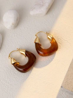 Resin Hoop Earrings Earrings|Accessories