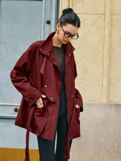 Outlet Retro Asymmetrical Belted Trench Coat Outerwear|Coats