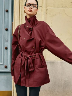 Outlet Retro Asymmetrical Belted Trench Coat Outerwear|Coats