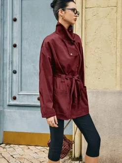 Outlet Retro Asymmetrical Belted Trench Coat Outerwear|Coats
