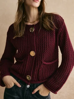 Discount Retro Button Down Hollow Cardigan Cardigans|Sweaters & Cardigans