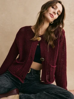 Discount Retro Button Down Hollow Cardigan Cardigans|Sweaters & Cardigans