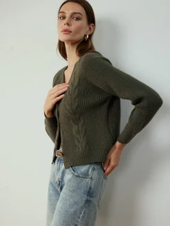 Outlet Retro Button Twist Cardigan Cardigans|Sweaters & Cardigans