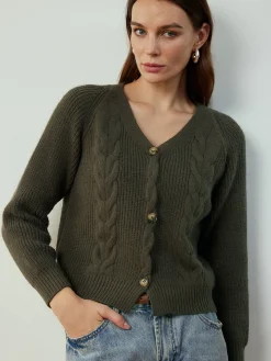 Outlet Retro Button Twist Cardigan Cardigans|Sweaters & Cardigans