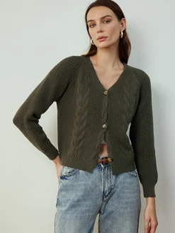 Outlet Retro Button Twist Cardigan Cardigans|Sweaters & Cardigans