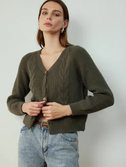 Outlet Retro Button Twist Cardigan Cardigans|Sweaters & Cardigans