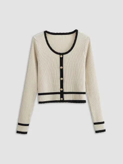 Retro Contrast Cardigan Cardigans|Sweater Tops