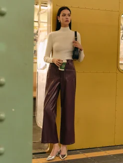 Best Retro Faux Leather Pants Pants|Bottoms