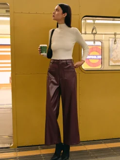 Best Retro Faux Leather Pants Pants|Bottoms