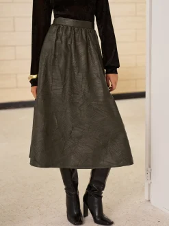 Discount Retro Faux Leather Skirt Without Belt Skirts|Bottoms