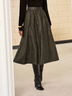 Discount Retro Faux Leather Skirt Without Belt Skirts|Bottoms