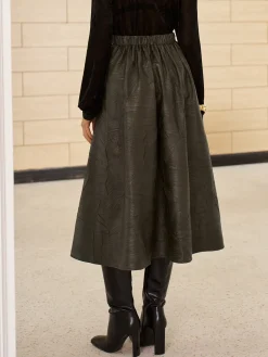 Discount Retro Faux Leather Skirt Without Belt Skirts|Bottoms