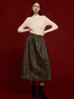 Discount Retro Faux Leather Skirt Without Belt Skirts|Bottoms