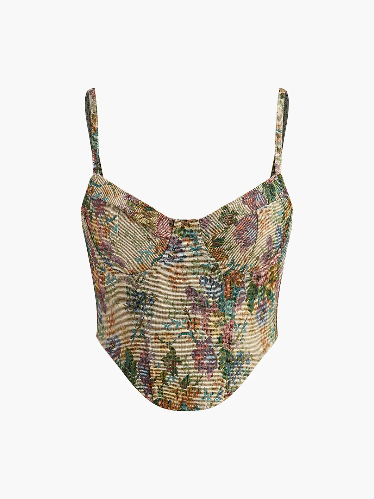 Retro Floral Printed Corset Corset Tops|Tops