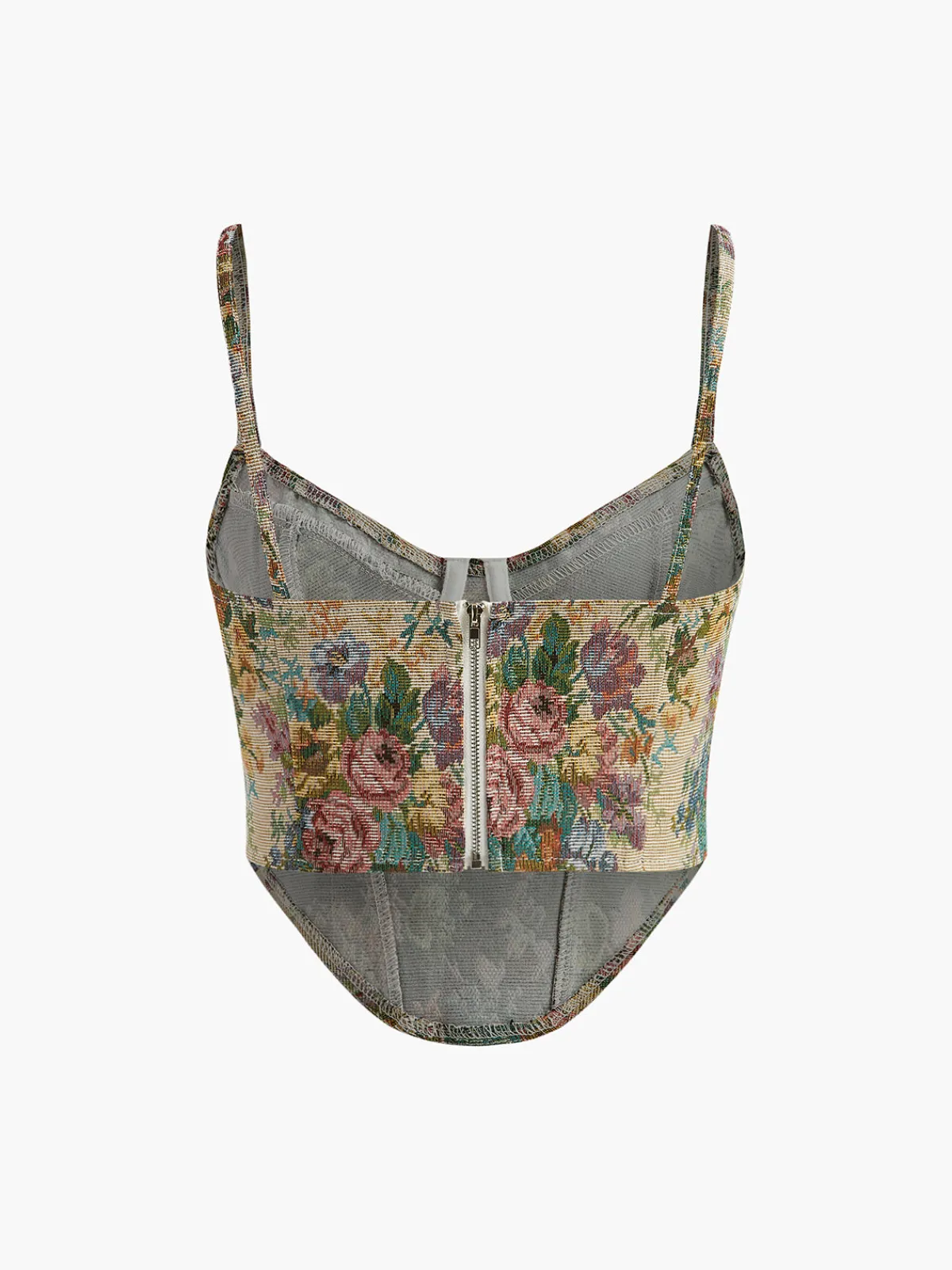 Retro Floral Printed Corset Corset Tops|Tops