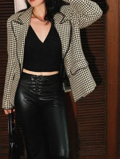 Online Retro Lapel Button Blazer Outerwear|Blazers